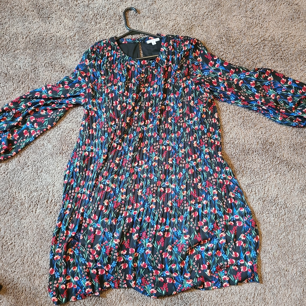 Pleated Long Sleeve Dress